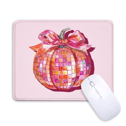 Pink Pumpkin Disco Halloween Mouse Pad for Desk 9.5x7.9 Inch - color: Disco