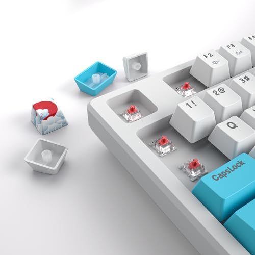 75 Percent Mechanical Gaming Keyboard, 87 Keys RGB Backlit Wired Keyboard TKL Compact Keyboard with Linear Red Switches for Laptop PC PS4 PS5 Xbox Gamer(87 Sea) - color: 87 Sea/red swicth