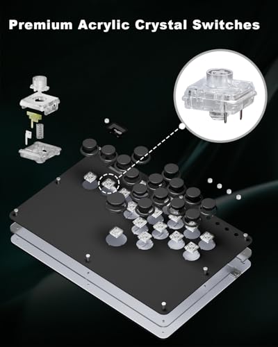 Haute42 Leverless Controller Arcade Stick: Haute42 R16 Black Leverless Controller with Rims,Premium Black Leverless Controller with Crystal Low-Profile Switch for PC/PS4/Switch Game,Support Hot Swap & SOCD - color: Black