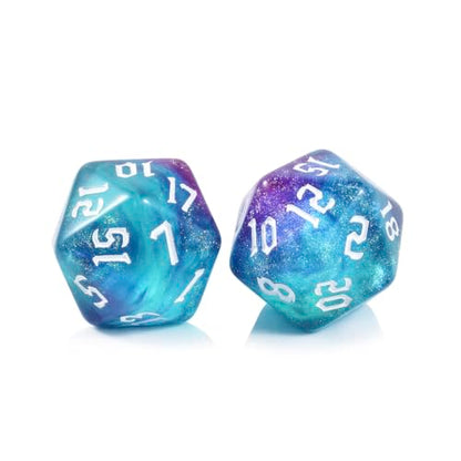 10PCS Polyhedral D20 Dice Set 20mm Acrylic Dice Double Colors 20 Sided Game Dice for RPG MTG DND Table Games (Green Purple) - color: Green Purple