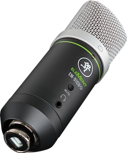Mackie EM-Series, Large Diaphragm USB Condenser Microphone with Headphone Output and Mute (EM-91CU+), Black - size: USB, style: Large Diaphragm Condenser Plus