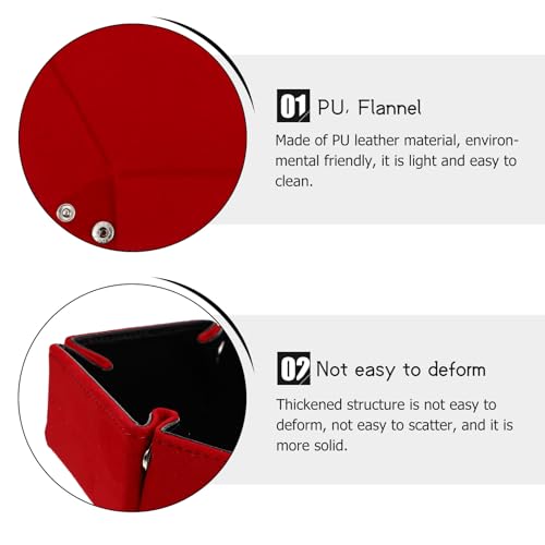 Hexagon PU Leather Dice Tray Foldable Storage Box for Tabletop RPG Games Red Velvet Desktop Organizer Sundries Tray