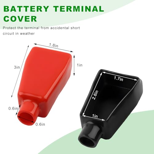 Yourkar 4 PCS Battery Terminal Covers, Soft PVC Insulating Flexible Battery Terminal Stud Caps, Anti-Flaming Positive & Negative Cable Battery Terminal Protector, Car Accessories - color: 4pcs