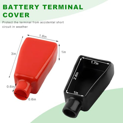 Yourkar 4 PCS Battery Terminal Covers, Soft PVC Insulating Flexible Battery Terminal Stud Caps, Anti-Flaming Positive & Negative Cable Battery Terminal Protector, Car Accessories - color: 4pcs