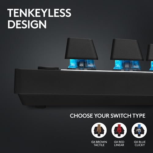 Logitech G PRO X TKL Lightspeed Wireless Gaming Keyboard (Clicky) - Black | Lightspeed wireless, Ultra-Portable Tenkeyless Design, LIGHTSYNC RGB, PBT keycaps, Clicky Switches - color: Black, size: TKL - Wireless, style: Clicky