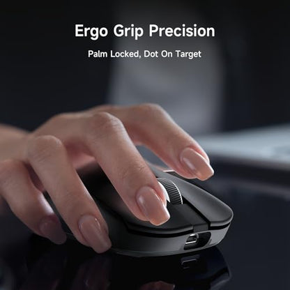 MCHOSE L7 Ultra+ Wireless Gaming Mouse, Lightweight 48g, Ergonomic Mouse with 42K DPI, PAW3950, Optical Switch, 20000 FPS, Dual 8K Polling and 7 Programmable Buttons, 3-Mode Connect, PC/Mac - Black - color: Black