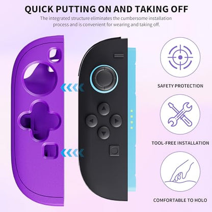 FUNDIARY Replacement for Nintendo Switch 2 Controller, Switch Wireless Controllers Compatible with Switch 2, Anti-Slip Soft Silicone Protective Cover with 2 Thumb Caps, Purple+Orange - color: Orange and Purple