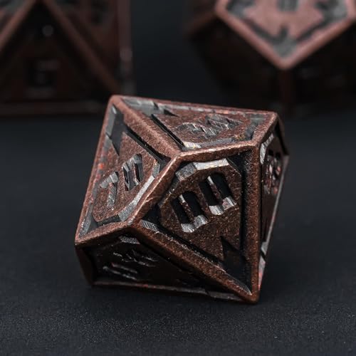 UDIXI Metal Dice Set D&D RPG Metal DND Dice Set for Tabletop Game (Copper) | 7-Pieces, Lozenge Pattern, Zinc Alloy Material, Gorgeous Gift Case, DM Gift, for Dungeons and Dragons Role Playing Games - color: Copper