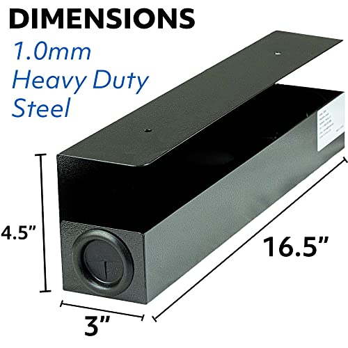 POCHAR Steel Under Desk Cable Management Tray for Office and Home | 16.5inch Wire & Cord Organizer, Power Strip Holder - Standing Desk Cable Tray Wire Management, Black - size: 16.5inch