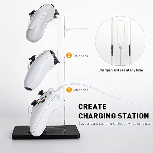 Controller Stand 3 Tiers , Universal Controller Holder Headphone Stand, Headset Holder, Acrylic Controller Display Stand Compatible with Xbox, PS5, PS4, NS - Ideal Desk Mount for Gamers,Transparent - color: Transparent