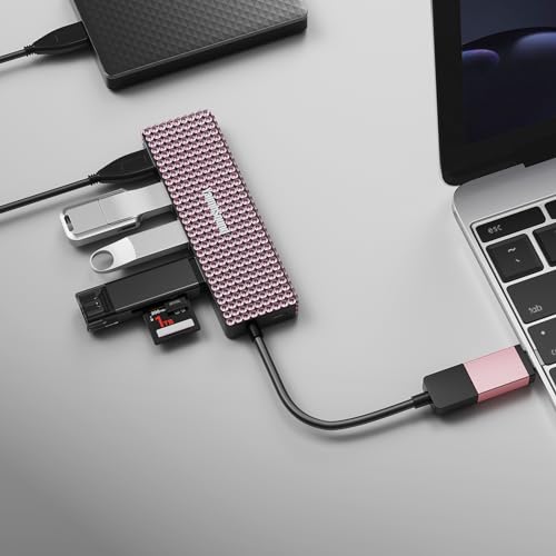 USB to USB C Adapter, YaimhSound Multi USB Port for Laptop,Pink USB Hub 3.0 | Multiple USB Expander Adapter for PC, MacBook, Mac Pro, Surface, Flash Drive, SSD, Keyboard, Mouse, Camera, Gaming - size: Pink A+C to 4 USB