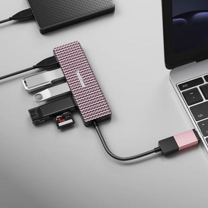 USB to USB C Adapter, YaimhSound Multi USB Port for Laptop,Pink USB Hub 3.0 | Multiple USB Expander Adapter for PC, MacBook, Mac Pro, Surface, Flash Drive, SSD, Keyboard, Mouse, Camera, Gaming - size: Pink A+C to 4 USB