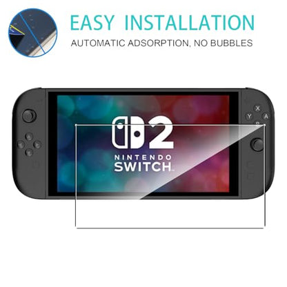 2 Pack Compatible with Nintendo Switch 2 Screen Protector,with Alignment Frame,9H Tempered Glass Film,HD Clear Scratch Resistant,Bubble-Free for Nintendo Switch 2 Retro Game Screen Protector - color: Nintendo Switch 2