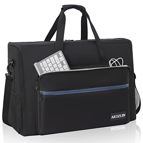 AKOZLIN 24 inch Monitor Bag, Dual Monitor Carrying Case(up to 2), Padded Monitor Travel Case (NOT for iMac), LCD Screens/TVs Transport Tote Bag with Shoulder Strap Accessories Pocket - size: For Dual 19"- 24" Screen