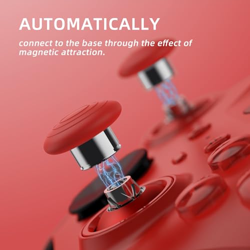 eXtremeRate 6 in 1 Metal Replacement Thumbsticks for Xbox Elite Series 2 Controller, Passion Red & Metallic Silver Swappable Magnetic Analog Stick Joystick Caps for Xbox Elite 2 Controller -Model 1797 - color: Passion Red & Metallic Silver