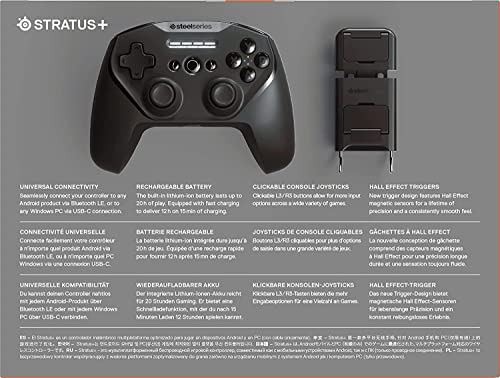 SteelSeries Stratus+ Bluetooth Gaming controller for Android & Windows - Mobile - Hall Effect Sensors - Clickable L3/R3 - style: Stratus+