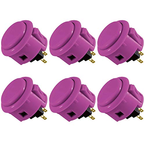 Sanwa 6 pcs OBSF-30 Original Push Button 30mm - for Arcade Jamma Video Game & Arcade Joystick Games Console (Purple) S@NWA - color: Purple