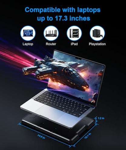 MOKURU Laptop Cooling Pad, Laptop Cooler with 6 Quiet Fans Up to 17.3 Inch Heavy Notebook Cooler Stand, 8 Levels of Tilt, Two Levels of Height Adjustable (Black)