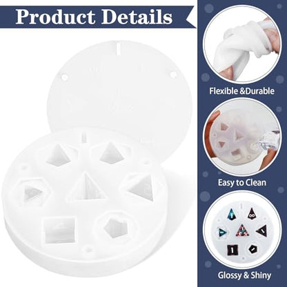 38 Pcs Dice Molds for Resin Set Resin Kit for Beginners with Silicone Dice Mold Gloves Mixing Sticks Measuring Cup Pour Cups Droppers Brushes Glitter Gold Powder DIY Gift for Tabletop RPG Lovers
