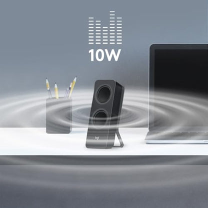 Logitech Z207 2.0 Stereo Computer Speakers with Bluetooth | 10 Watts peak power, active drivers with passive radiators, 3.5 mm input and headphone jack, ideal for PC setups - size: 9.5"x3.5"x4.9"