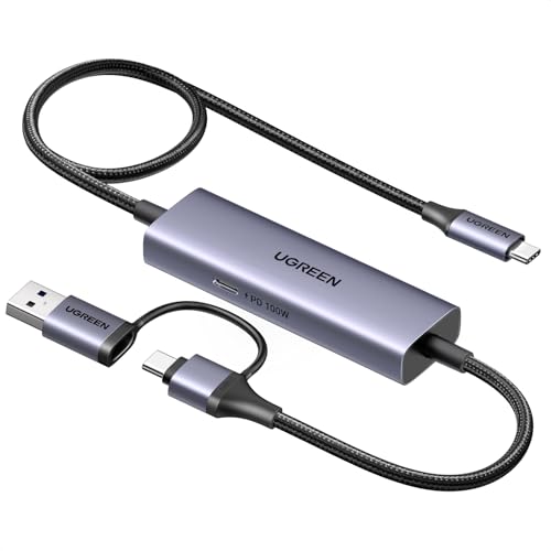 UGREEN 2K 30FPS 1080P 60FPS USB C Video Capture Card for Streaming, Gaming | 100W Power Delivery, Type C to 4K USB3.0, Compatible with Switch 2, iPad, Quest 3, Steam Deck, iPhone 17