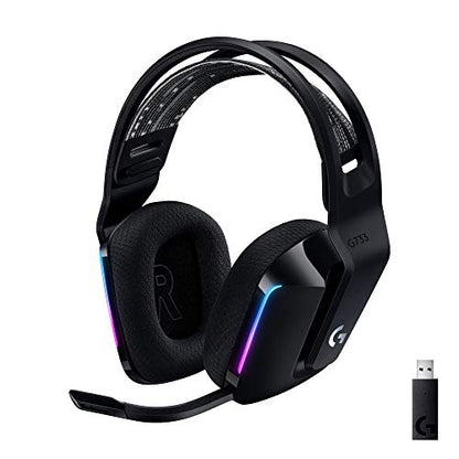 Logitech G733 Lightspeed Wireless Gaming Headset - Black | Suspension Headband, Blue VO!CE Mic, PRO-G Audio, PC, PS5, PS4, Switch Compatible - color: Black