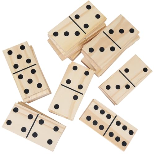 GOTHINK Giant Wooden Dominos Set for Adults and Kids,28pcs Jumbo Natural Wood Black-Dot Dominoes Tiles for Birthday/Holiday Family Party Games,Outdoor Camping Lawn and Backyard Activities 2-4 Players - style: Black Dot