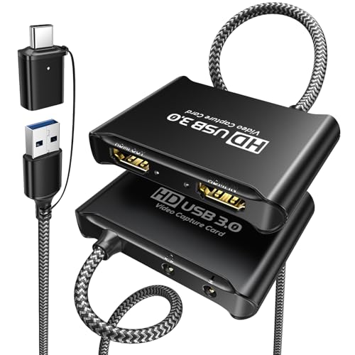 ByteWave USB 3.0 HDMI Video Capture Card, 4K Passthrough, HD 1080P60 Output | Metalshell, Plug & Play, HDMI to USB C Audio Video Game Capture Device for Streaming, Cam Link for Switch2/PS5/Xbox/PC/OBS