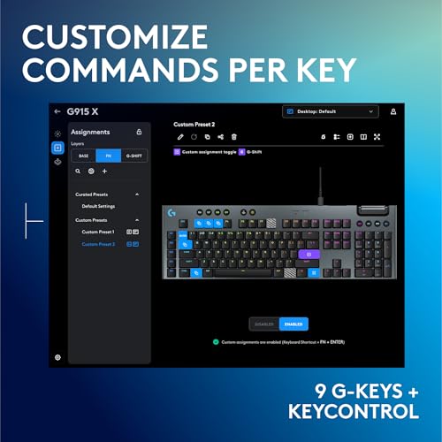 Logitech G915 X Wired Mechanical Gaming Keyboard, Double-Shot PBT Keycaps, Fully Programmable Keys, RGB Backlit Mac/PC Gaming Keyboards, Aluminum Finish, GL Tactile Switches, Black (Renewed) - style: Wired