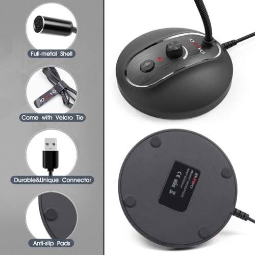 USB Computer Microphone with Mute Button, Plug&Play Condenser, Desktop, PC, Laptop, Mac, PS4 Mic -360 Gooseneck Design -Recording, Dictation, YouTube, Gaming, Streaming - color: JV-601Pro