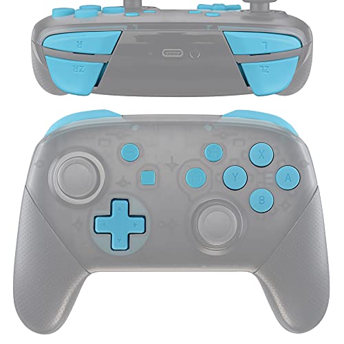 eXtremeRate Heaven Blue Repair ABXY D-pad ZR ZL L R Keys for Nintendo Switch Pro Controller, Glossy DIY Replacement Full Set Buttons with Tools for Nintendo Switch Pro - Controller NOT Included - color: Heaven Blue