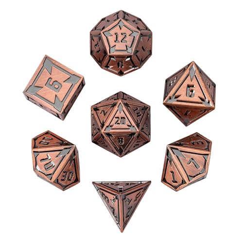 UDIXI Metal Dice Set D&D Heavy Metallic DND Dice for Tabletop Game (Copper) | 7-Pieces, Lozenge Pattern, Zinc Alloy Material, Gorgeous Gift Case, DM Gift, for Dungeons and Dragons Role Playing Games - color: Ancient Copper