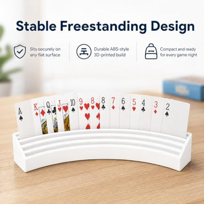 Playing Card Holder Stand – Hands-Free Card Organizer for Board Games | Multi-Tier Slot Design | Freestanding Tabletop Display Rack for Poker Night, Family Game Night & - color: White