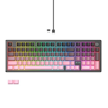 LUMI101 Wireless Mechanical Keyboard,Full-size keyboard with numeric keypad，Tri-Mode BT5.0/2.4GHz/USB-C Hot Swappable Custom Keyboard,RGB Backlit Computer Gaming Keyboards for PC/Tablet/PS/Xbox(Pink) - color: Pink