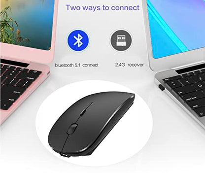 PEIBO Bluetooth Wireless Mouse for Laptop mac MacBook ipad MacBook air MacBook pro pc Desktop Computer Windows Chromebook Notebook (Black) - color: BLACK