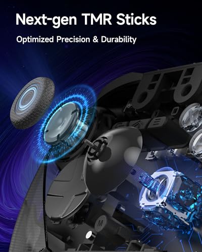 EasySMX D10 Wireless Controller with Smart Charging Dock, Tactile Triggers | TMR Anti-Drift Joysticks, Dual-Mode Hall, 1000Hz Polling, Mechanical Buttons, Bluetooth/2.4G for PC/Switch/iOS/Android - color: black
