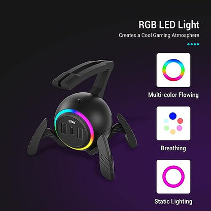 Mouse Bungee Spider Gaming Mouse Bungee Cable Holder Mouse Cord Holder with RGB Light and USB Port (USB Style)