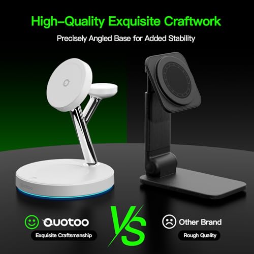 【Adjustable Blue Ambient Light】 Wireless Charger 3 in 1 for iPhone, Magnetic Charging Station for Apple Family,15W Fast MagSafe Charger Stand,for iPhone17-12-iWatch AirPods Series - color: White