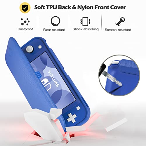 ProCase Flip Cover for Nintendo Switch Lite with 2 Pack Tempered Glass Screen Protectors, Slim Protective Case with Magnetically Detachable Front Cover for Nintendo Switch Lite 2019 -Blue - color: Blue