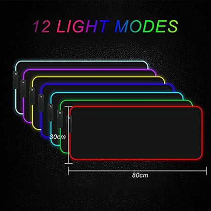 Custom RGB Mouse Pad Personalized Led Mouse Pad with Picture Custom Gaming Mouse Mat Glowing Led Non-Slip Rubber Base Computer Keyboard Pad Mat, 13.8x9.8 in - size: 13.8L x 13.8W inches