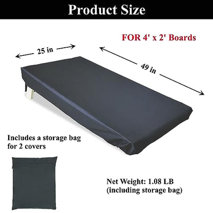 Cornhole Covers, Set of 2, for 4' x 2' Boards, Waterproof, Black | 2 Bags for Storing Cornhole Bags, Waterproof & UV Resistant, Thickened Protective Cover Corners