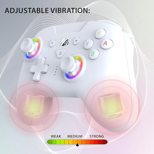 SUBSONIC Switch and Switch 2 Wireless Controller - LED Pro controller White | Pro Controller Gamepad for Nintendo Switch 2 and Nintendo Switch, Ergonomic, Programmable LED, Vibration Function, Gyroscope - color: White