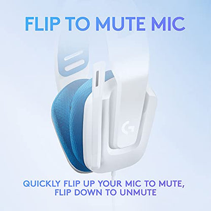 Logitech G335 Wired Gaming Headset with Flip to Mute Microphone - White | Flip to mute mic, 3.5mm audio jack, memory foam earpads, compatible with PC, PlayStation, Xbox, Nintendo Switch/Switch 2 - color: White, style: Wired