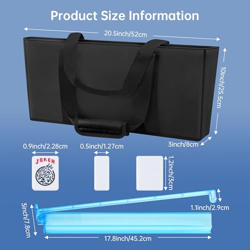 American Mahjong Tile Set Include 166 Tiles 4 All-in-One Mahjong Racks/Pushers with Fabric Carrying Bag Complete Mahjong Game Set (Black Bag) - color: Black