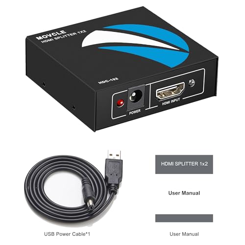 HDMI Splitter 1 in 2 Out, 4K HDMI Splitter for Dual Monitors | Dual Monitors Adapter Support 4K 3D 1080P, Compatible for PS4 Blu-Ray Player FireStick HDTV and More - size: 1 in 2 out
