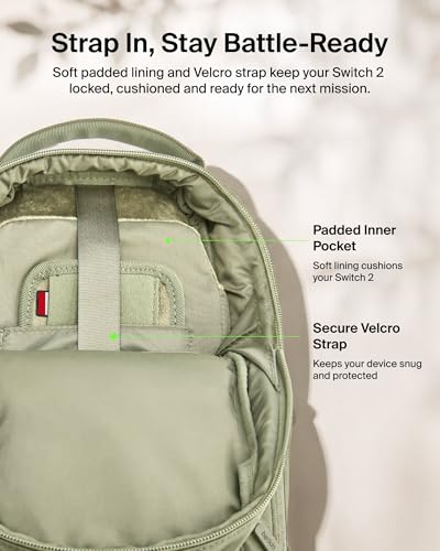 Belkin Nintendo Switch 2 Carrying Case, Sling Crossbody Travel Bag | Lightweight Crossbody Travel Bag with Stowable Crossbody Strap, 10 Game Card Storage, Soft Interior, Fits 2 Pro Controllers - color: Olive