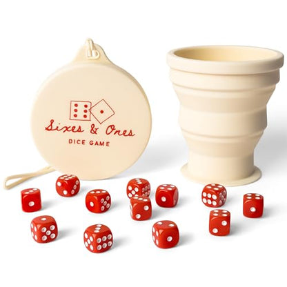 Vango Sixes & Ones Dice Game – 6 Curated Dice Games All in One, Expandable Rolling Cup to Play Anywhere – for Kids, Adults, Families, Travel, Perfect for Game Nights