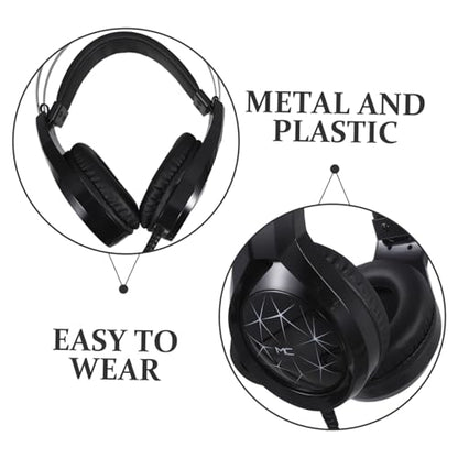 TEHAUX 1pc Wired Gaming Headset Noise Isolation Microphone Comfortable Over-Ear Headphones for Computer and Console Gaming Black Upgraded Dual-Jack Version