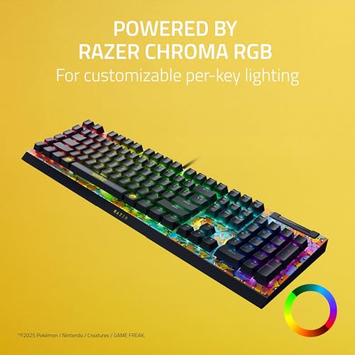 Razer BlackWidow V4 X Mechanical Gaming Keyboard, Pokémon Edition | Green Switches Tactile & Clicky, 6 Macro Keys, Chroma RGB, Doubleshot ABS Keycaps, Sound Dampening & Stabilizers - color: Pokémon Edition