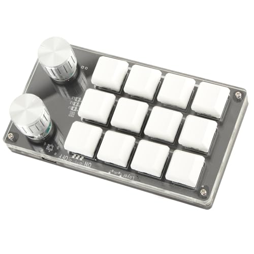 Sonew One Handed Mechanical Keyboard 12 Key Gaming Keyboard DIY Programmable Keypad for Office Gaming Lab(Black White) - color: Black White